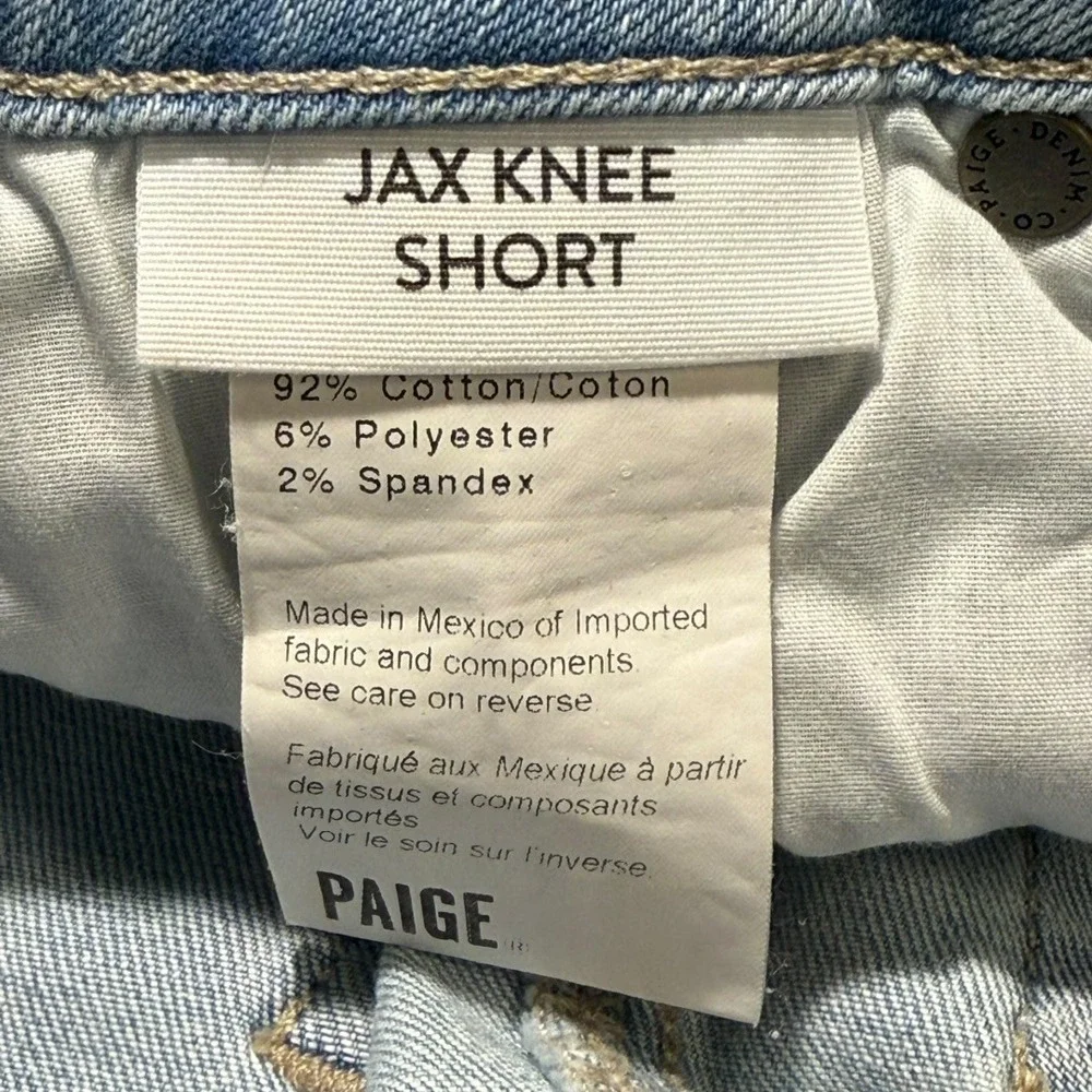 Paige Jax Knee Cut Off‎ Short Niana Destructed Light Wash Denim Size 4 (27)
